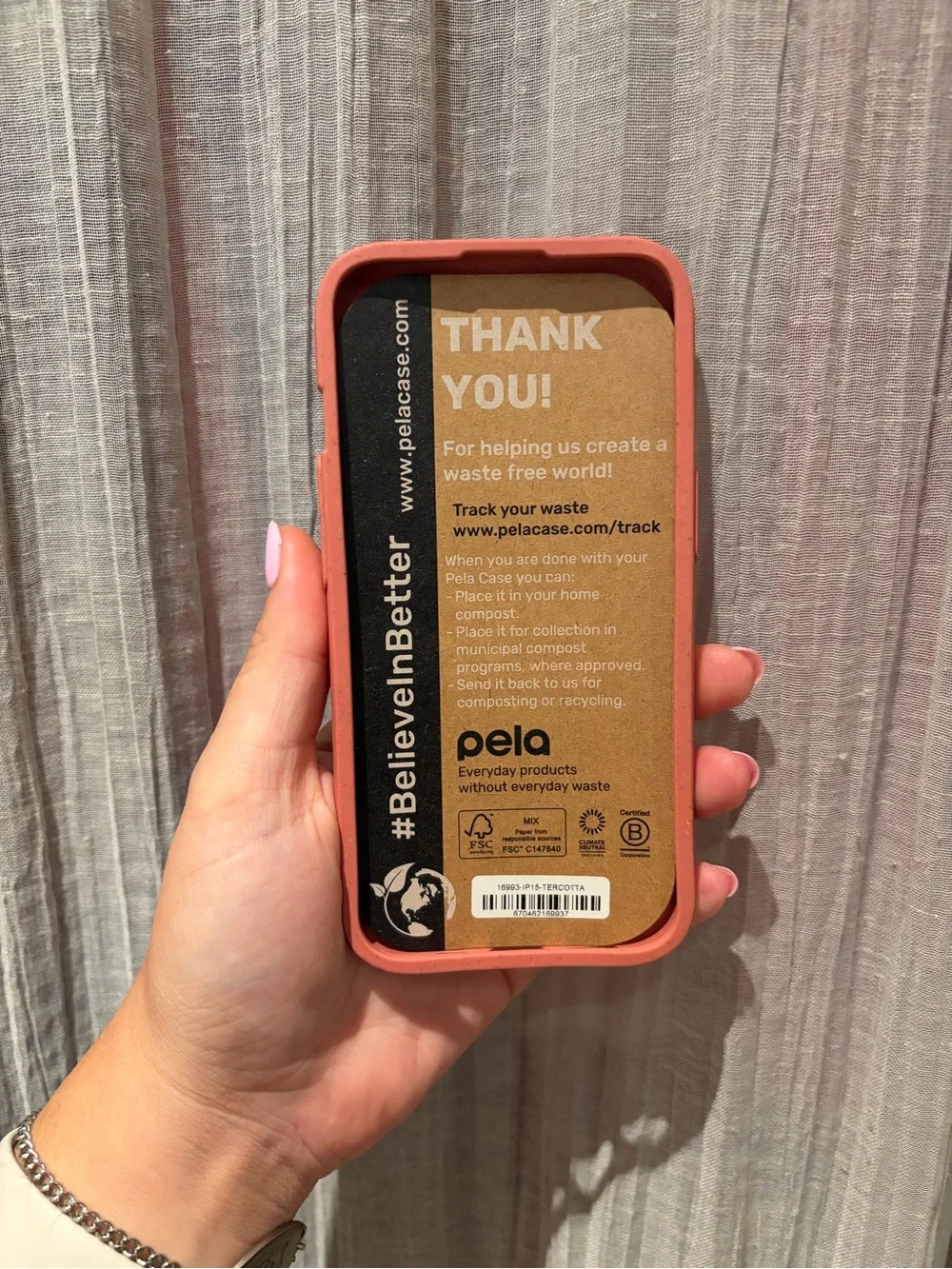 Pela iPhone 15 Terracotta Card Phone Case with Integrated Card Slot